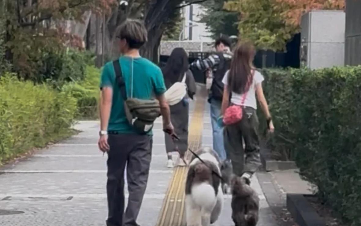 有网友在日本涩谷偶遇木村拓哉和他的妻子工藤静香外出遛狗，结婚多年，两人的感情一直