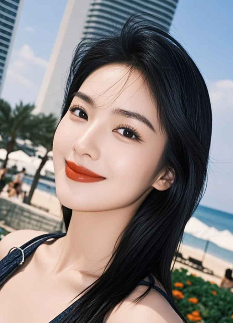发梢轻扬带花香，步步生莲韵味长。