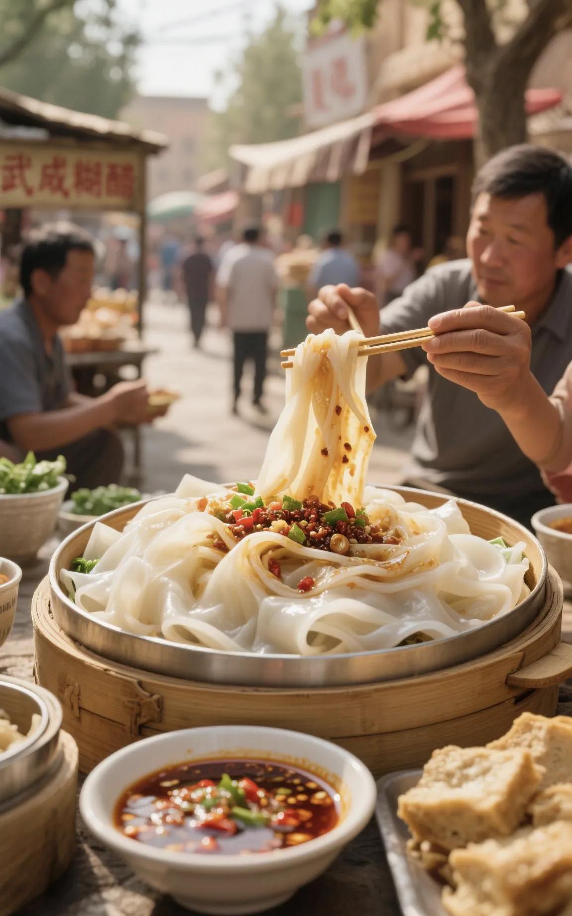 千年丝路的味觉密码：武威面皮，一碗酸辣里封印的江湖烟火  
凌晨三点的武威南城门