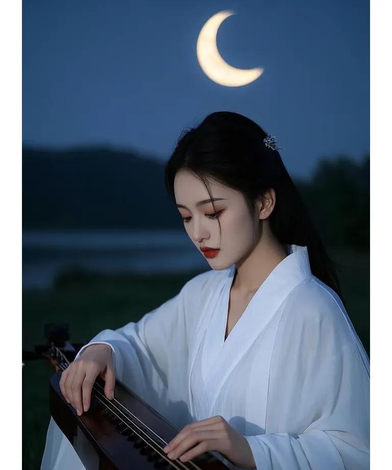 《淡月光》
月圆月缺不一样，
月缺光少不太亮。
美女抚琴淡月光，
…………？
拋