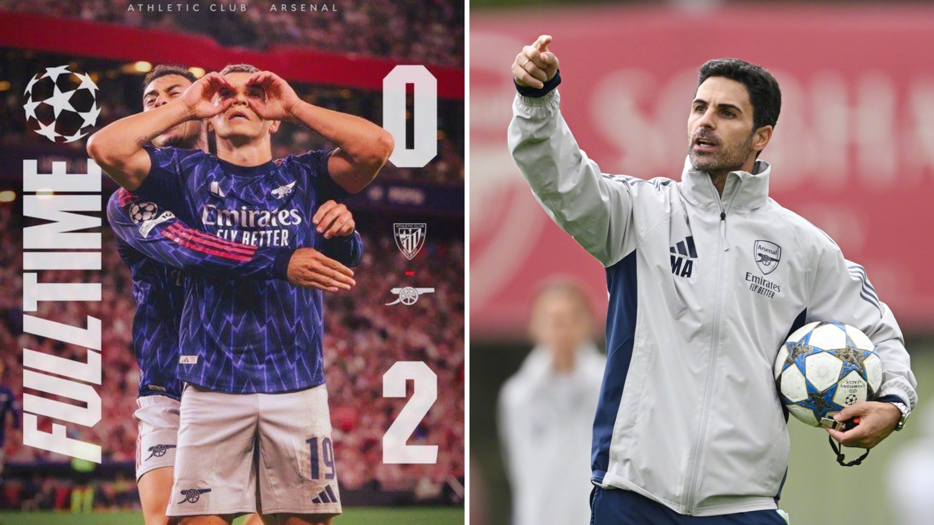 欧冠：阿森纳客场2-0击败毕尔巴鄂，塔帅神换人拿下欧冠开门红。 
马丁内利与特罗