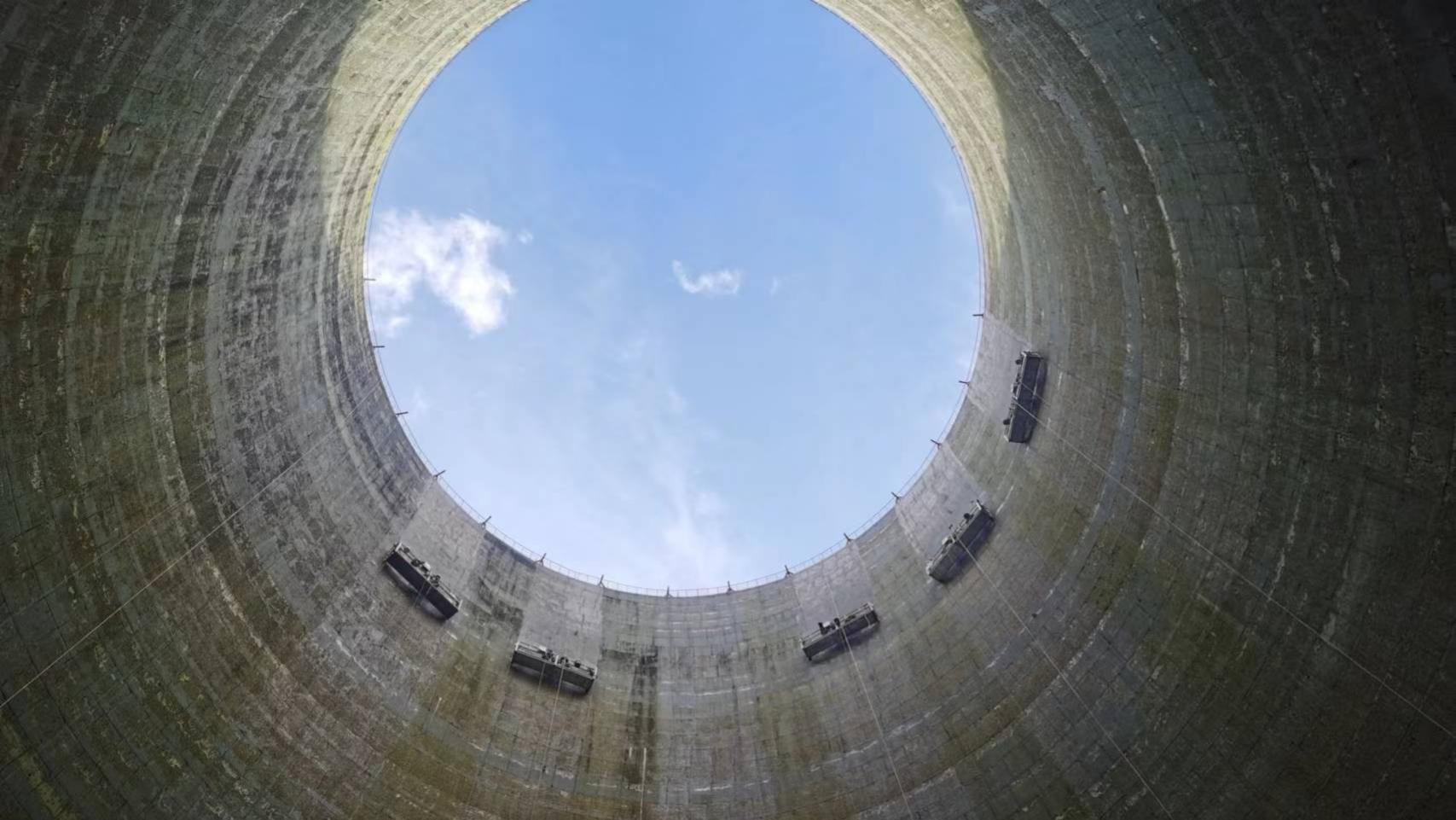 冷却塔内外壁防水堵漏工程圆满竣工 高空防水堵漏