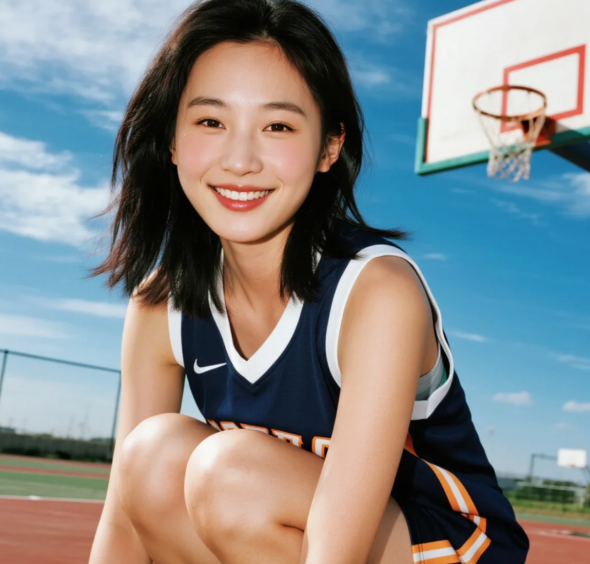 夏日球场上的“战袍女神”，她的篮球服穿搭太撩人！