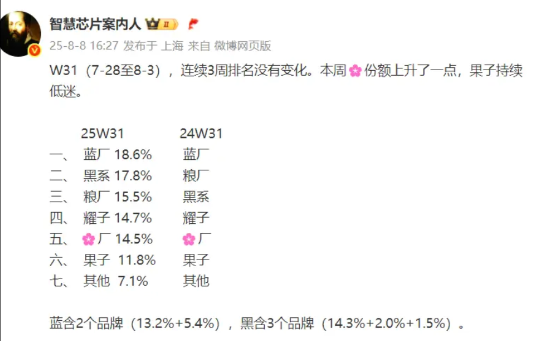 这是W31周国内排名
1、vivo又双……是第一，印象之中这已经是vivo连续八