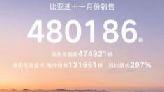 比亚迪11月销量再创新高，单月突破48万辆，海外市场同比激增300%