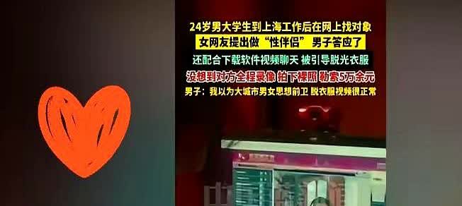 上海，一男子在网上找女网友聊天。

女网友提出做性伴侣，男子答应了，还下载了