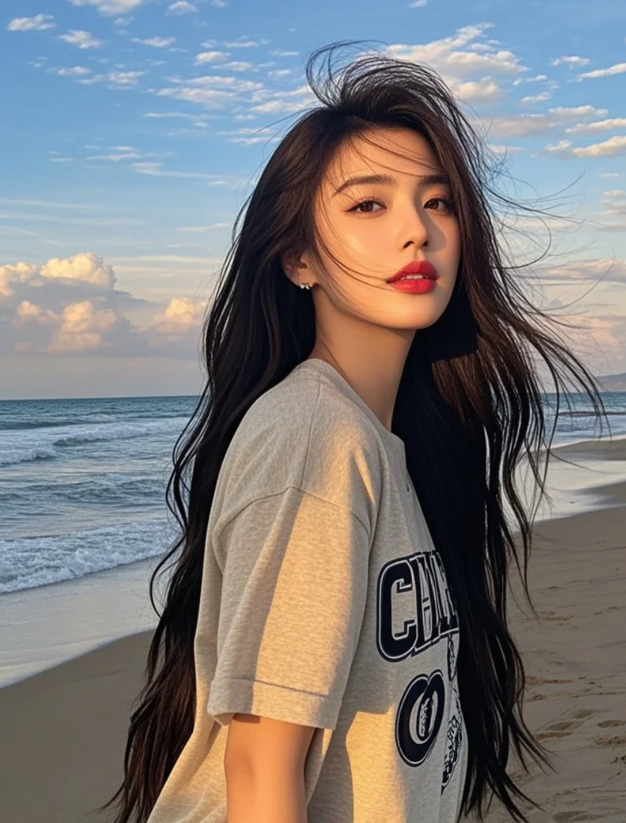 海边的她，像一首轻快的歌