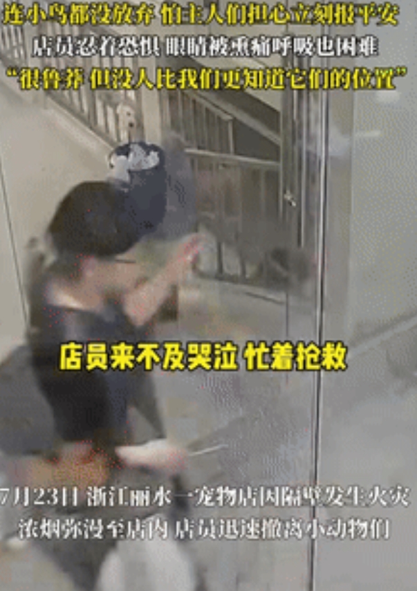 “活该这老板挣钱！”浙江丽水，一宠物店的隔壁突然着火，火势很快而波及到宠物店，谁