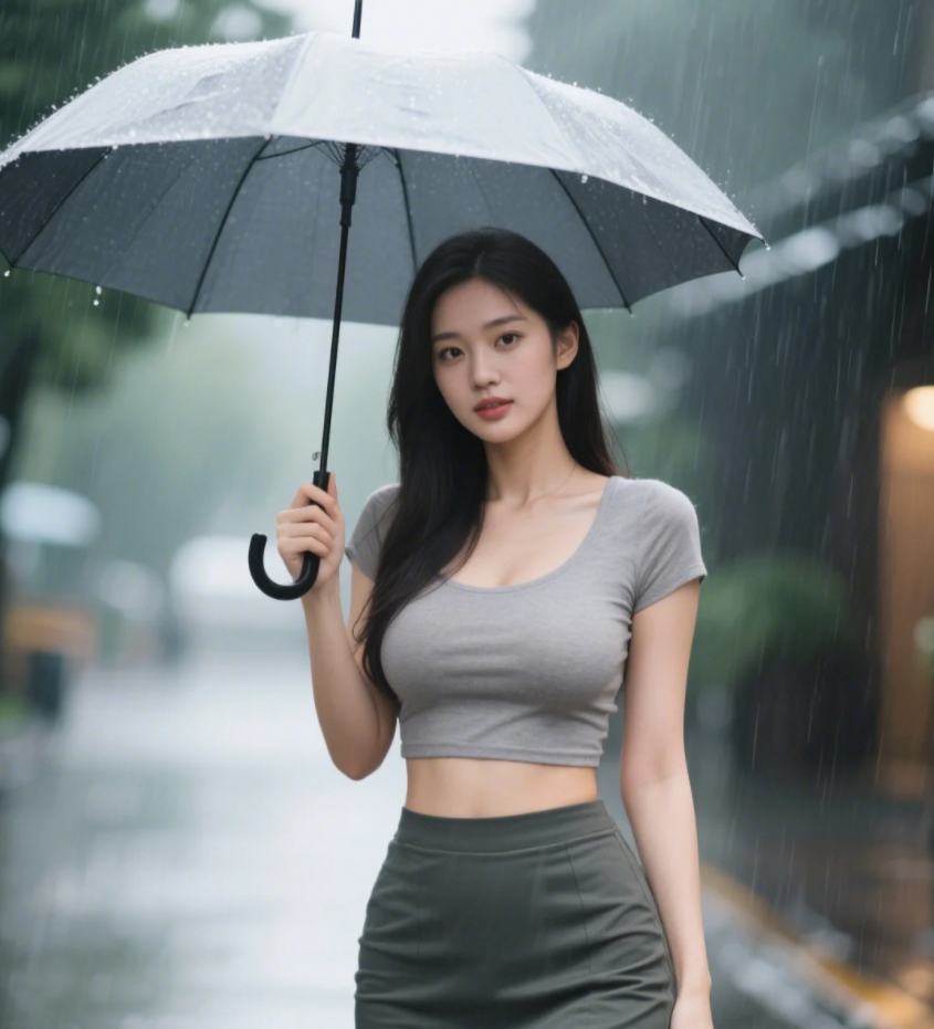 小姐姐在雨中撑伞，每一帧都美成壁纸