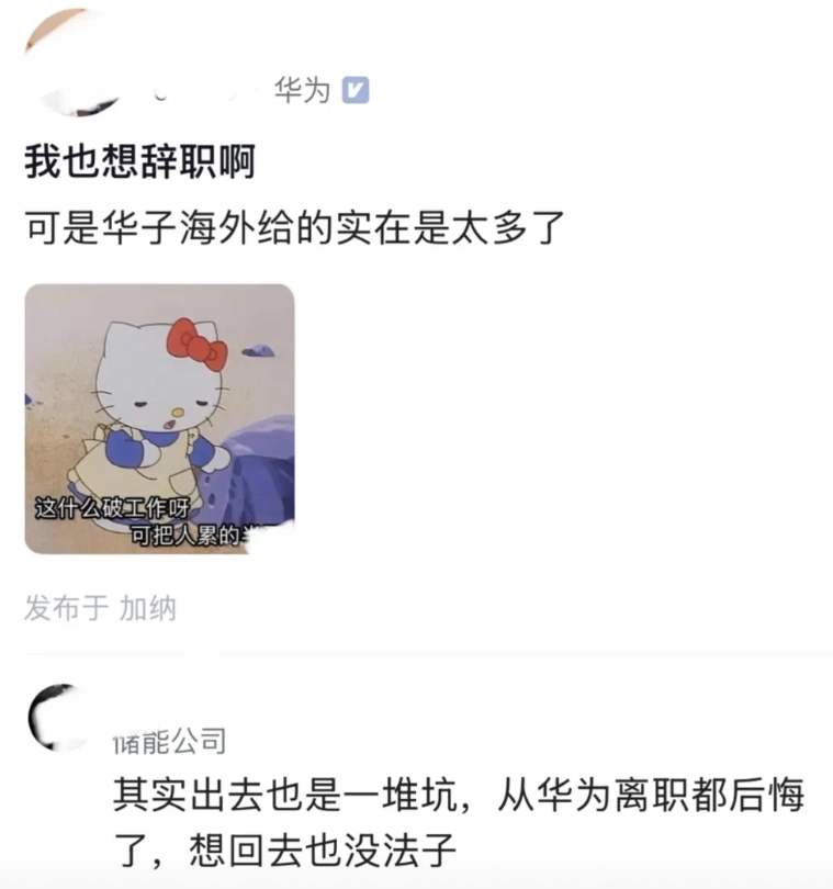 华为离职的员工，好像都比较后悔，想再进去是不怎么可能的。
因为给钱这方面，菊厂确