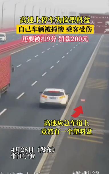 “为了白嫖命都不要了！”浙江宁波，一司机在高速上突然停车，竟是为了捡个路边的塑料