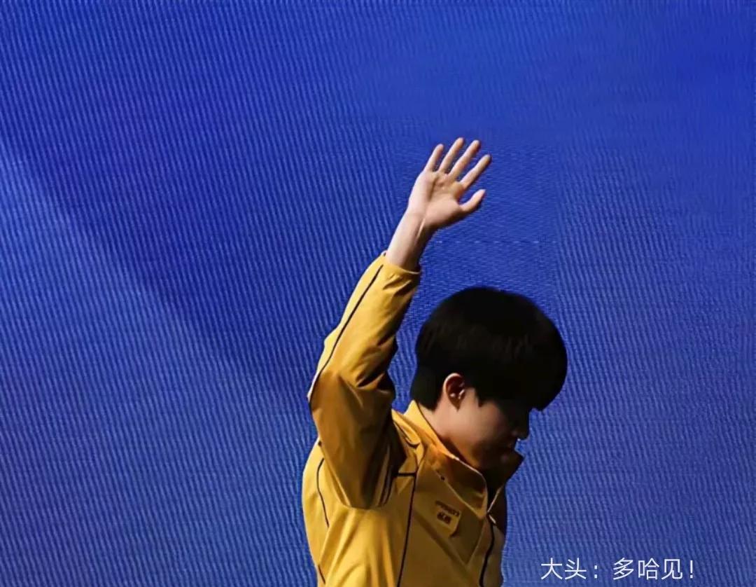 这个挥手记忆犹深，
王楚钦在向以前告别，
似乎又是相约多哈见，
他的内心感慨万千