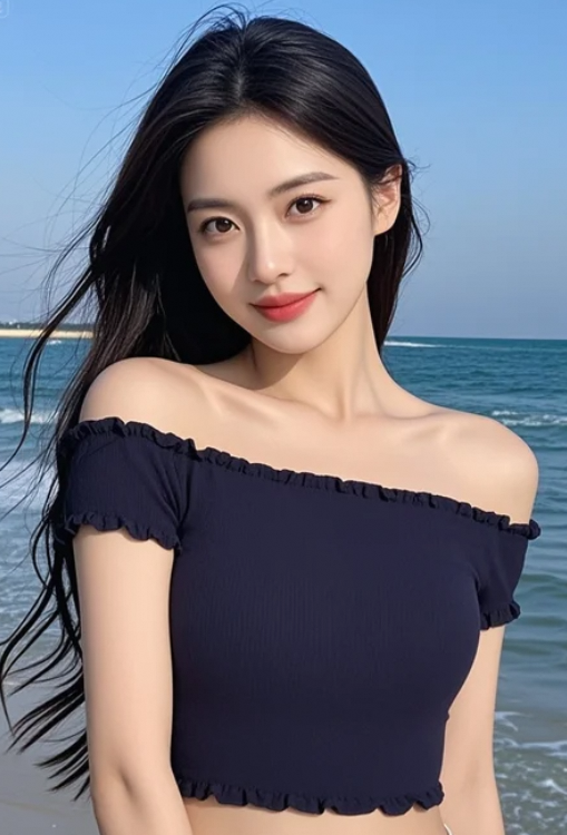 美女望向镜头，那一眼仿佛穿越了所有距离与嘈杂！