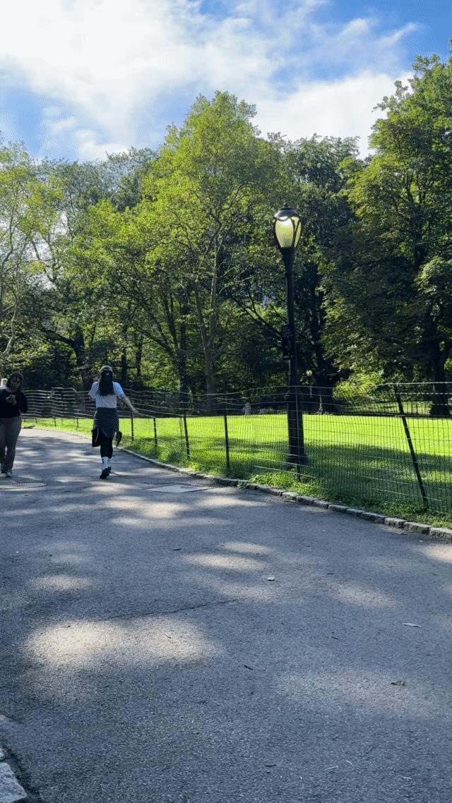 曾黎现身纽约中央公园晨跑被拍，出差不忘运动超自律，纤瘦背影藏不住少女感