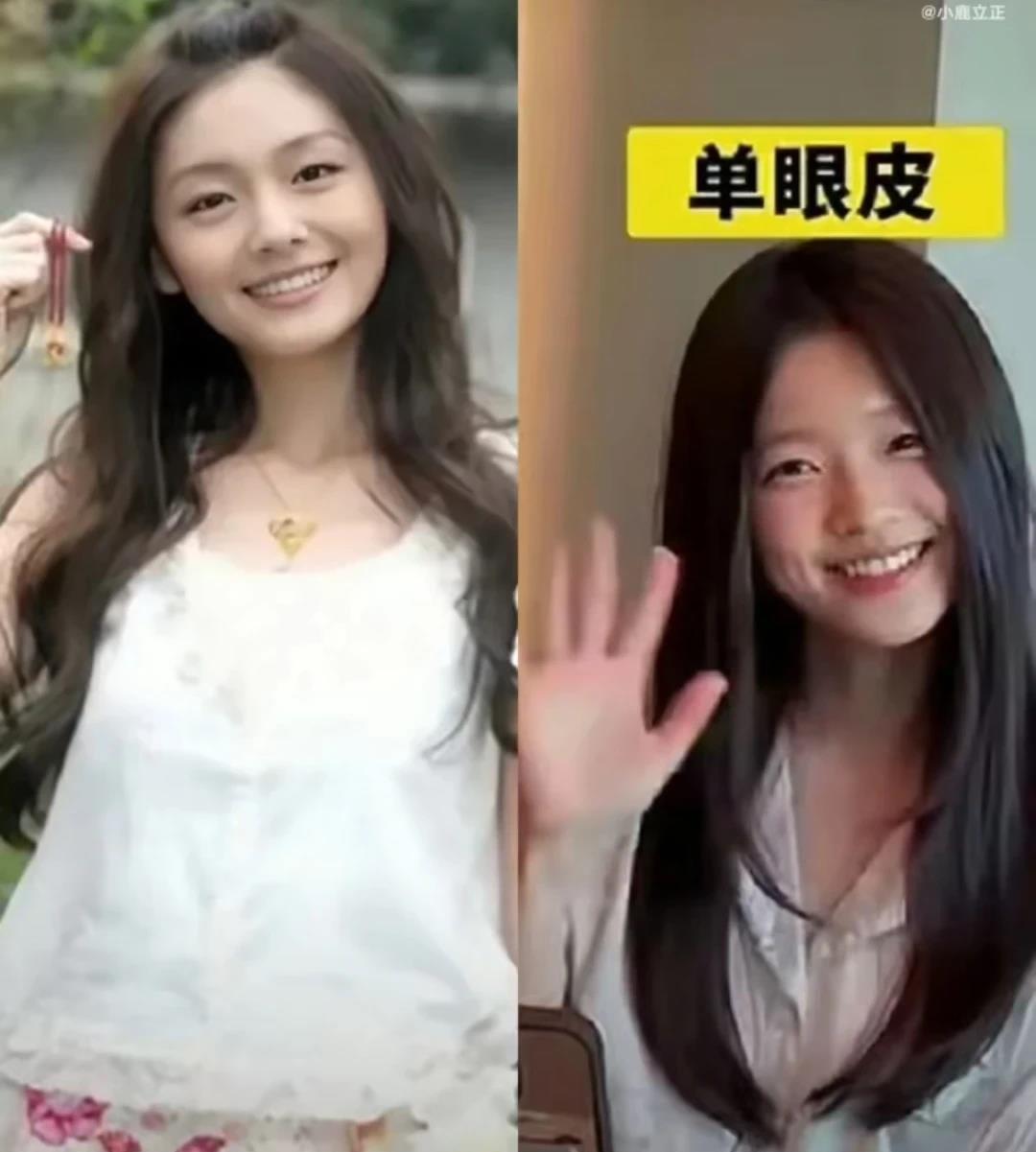 今天看到一张小玥儿笑起来的照片，然后就找了一张大S年轻时的照片，放在一起比较了一