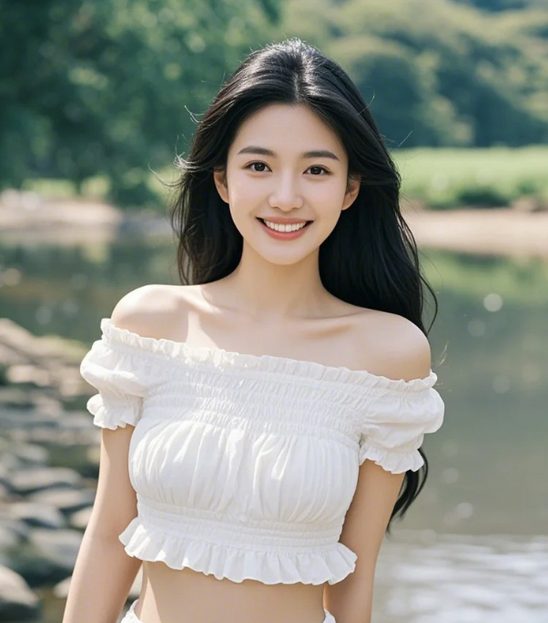 波光潋滟映红颜，河畔佳人步生莲