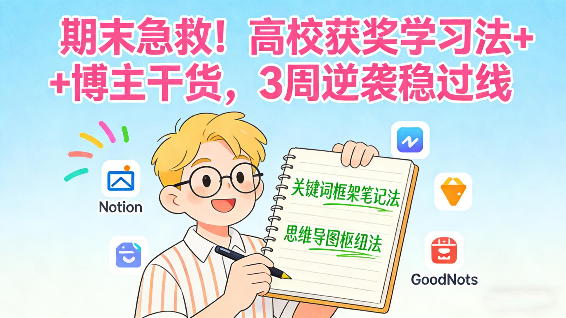 期末急救！高校获奖学习法+博主干货，3周逆袭稳过线