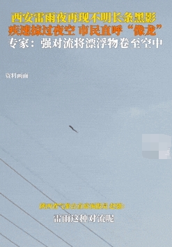 网友说：这是龙！
专家说：这是黑色塑料袋！你们自己看看这是啥！西安市民拍到雷雨交
