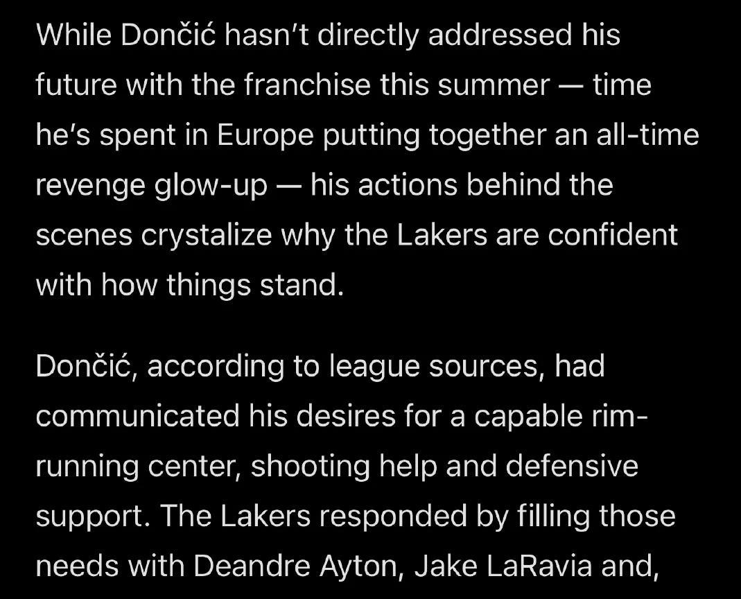 Dan Woike：
东契奇今年夏天还没有公开谈论自己的未来，他一直在欧洲，减肥