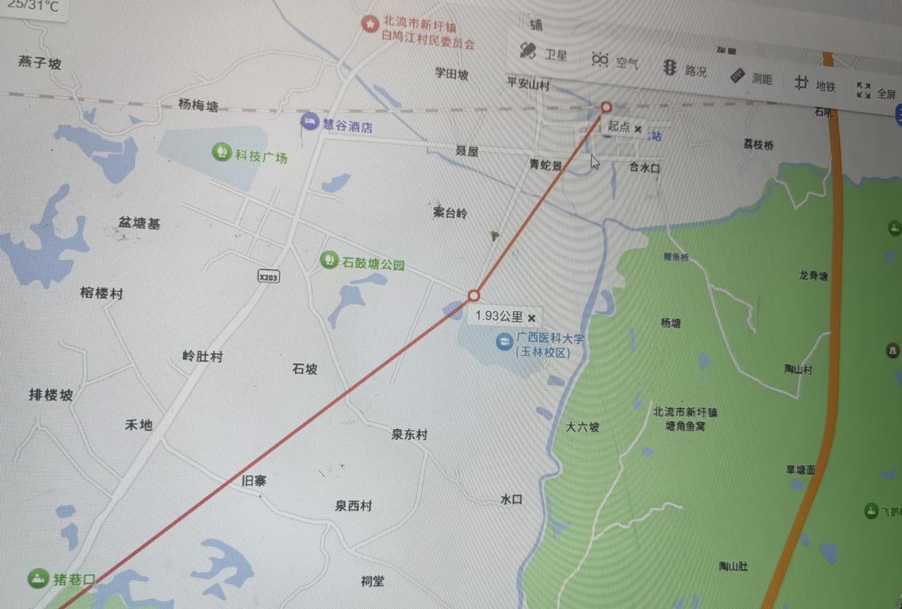 玉林地铁1号线自制规划图
线路名称：玉林地铁1号线
起止点：玉林北站-福绵政务中