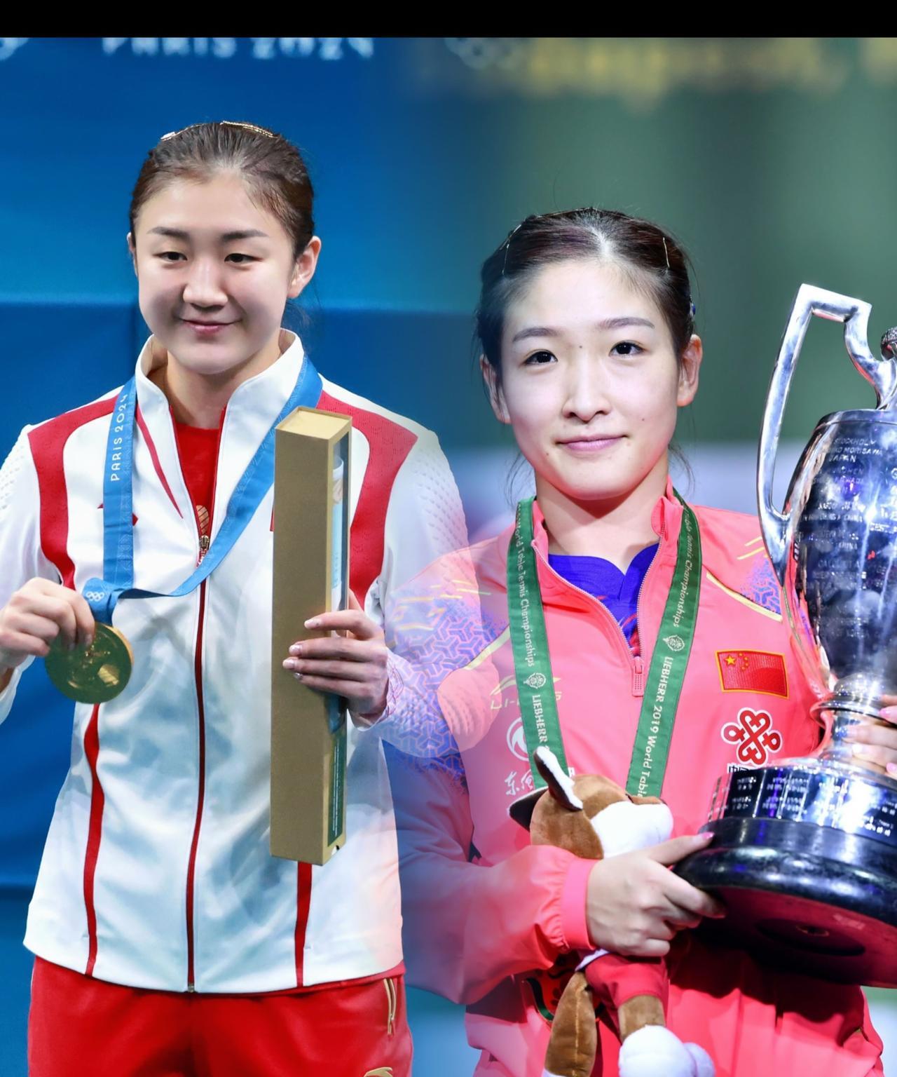 陈梦与刘诗雯都是乒乓球强国咱妈的顶尖女将。
陈梦是当今世界第一，她是奥运会冠军，