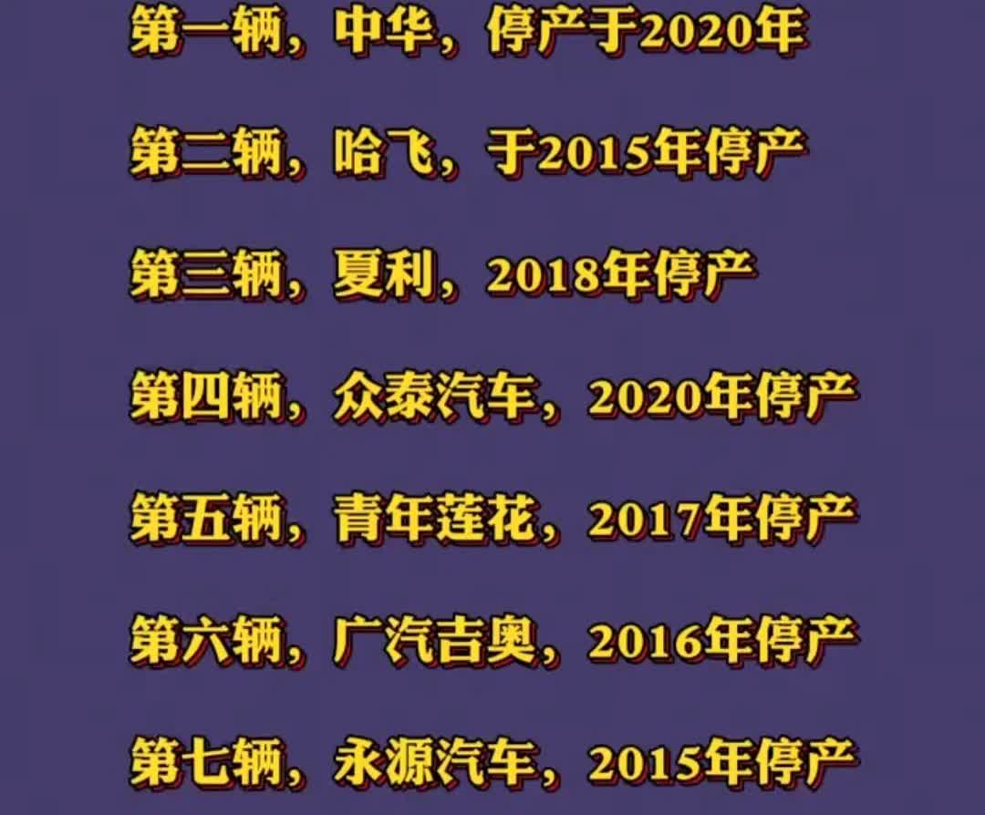 我国停产的十大汽车品牌