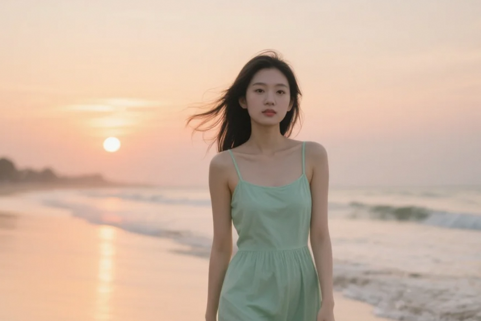这条连衣裙让我感觉自己像是童话中的公主，而这片海滩就是我的王国。