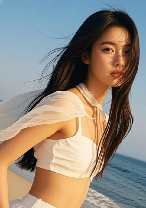 美女轻轻一笑，连背影都染上了温柔的光晕！
