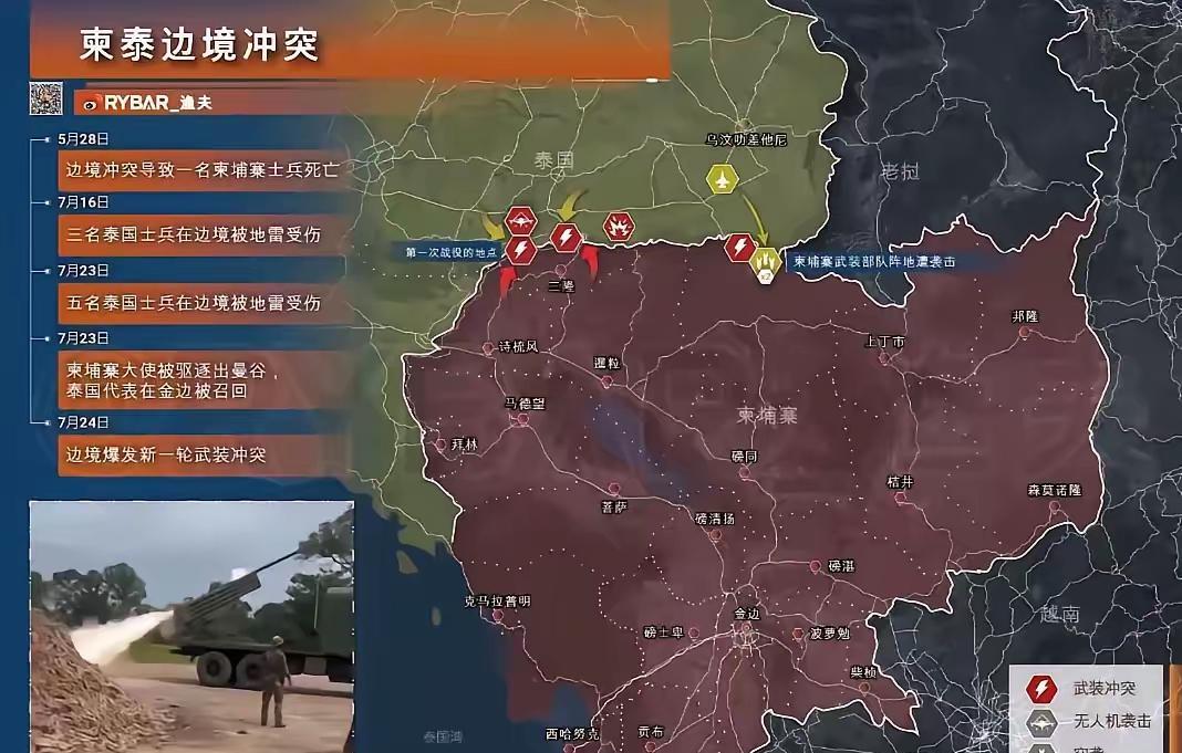 柬泰打起来，柬埔寨很害怕，不是怕泰国，是怕越南，因为越南急需从中部位置吃掉柬埔寨