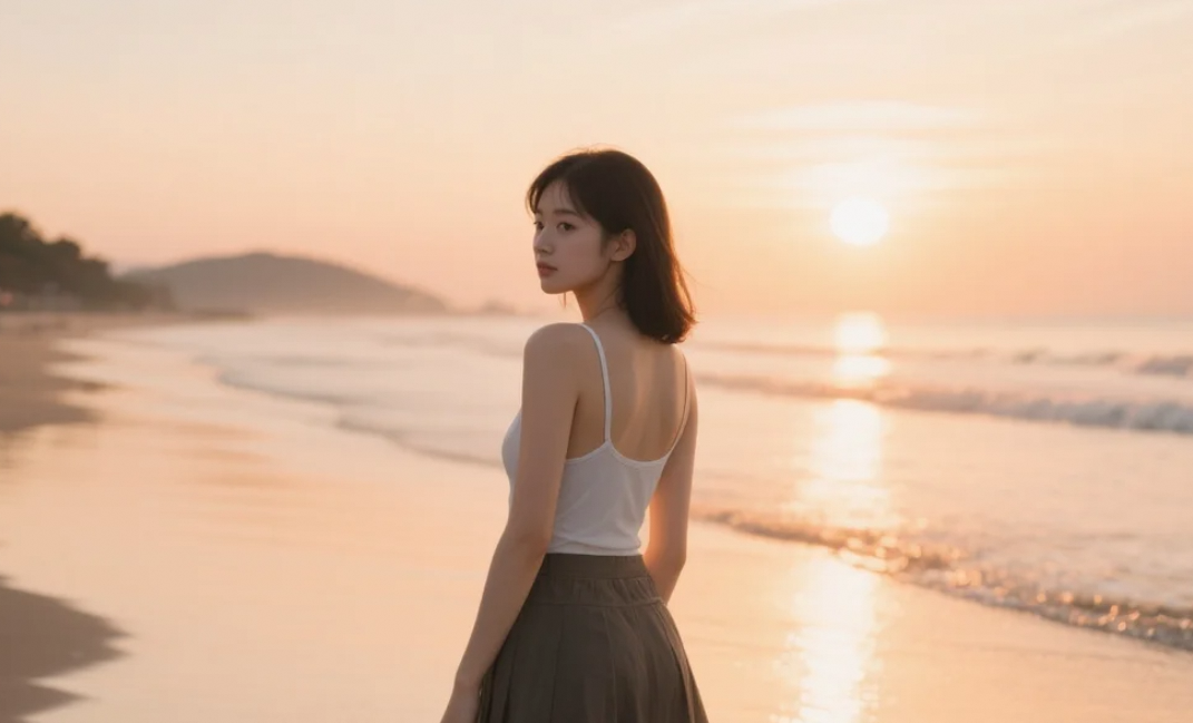 落日映照下的剪影，是她留给夏天最美的模样
