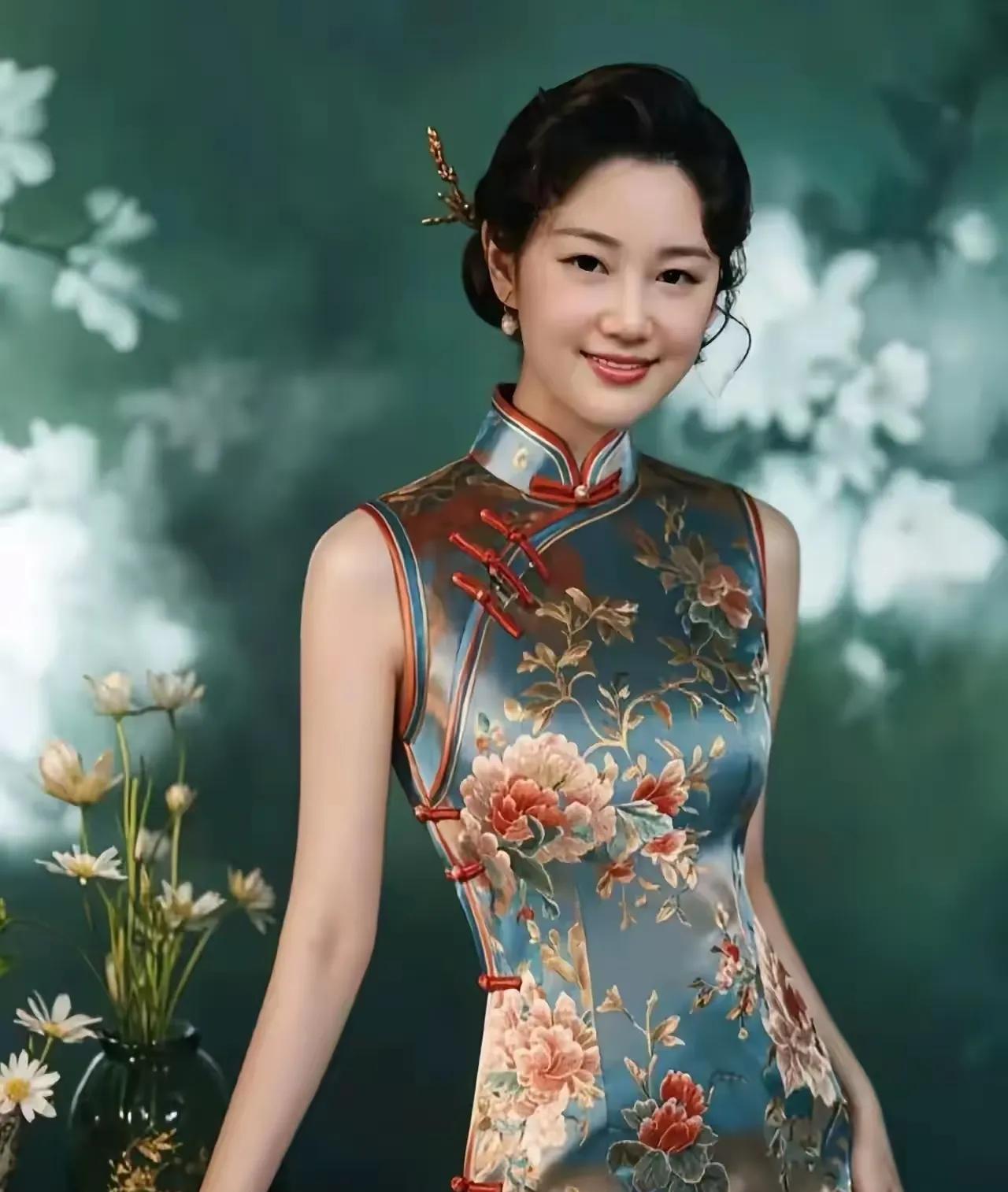 旗袍意韵
画阁香萦翠牖幽，
锦花裁就玉人柔。
丝纹暗织千般韵，
笑靥簪光映旧愁。