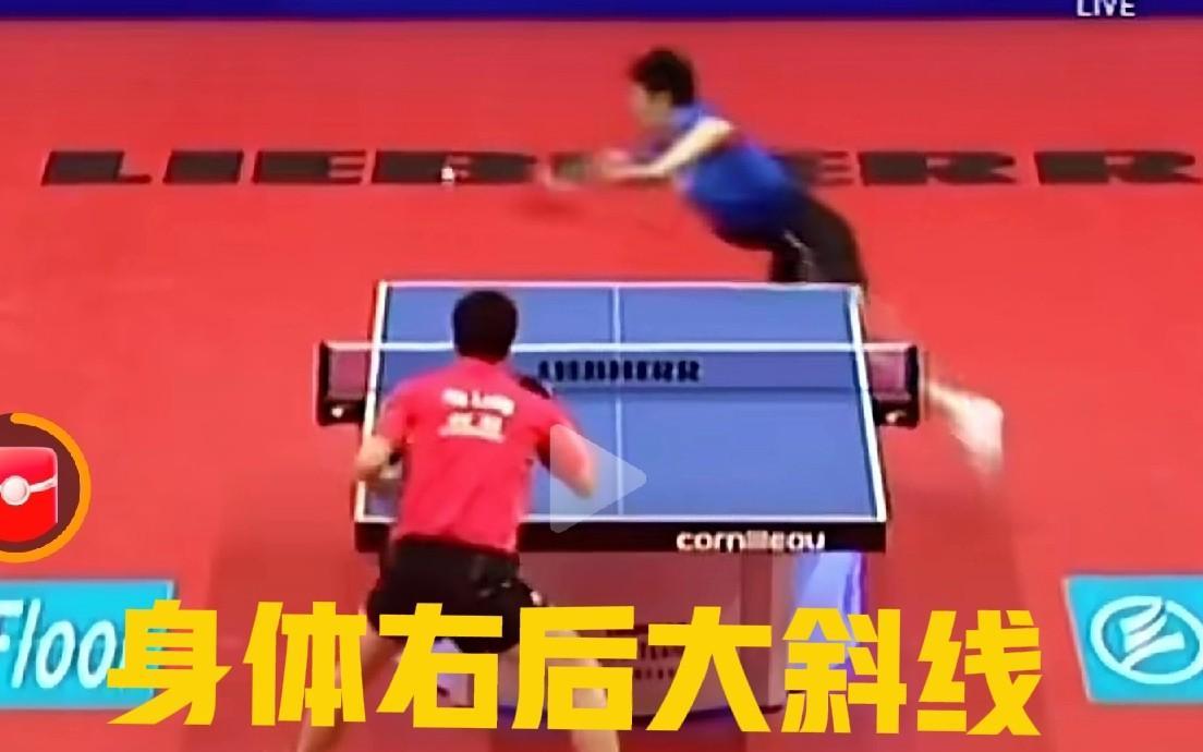 正手位防守，不是一条直线，而是大斜线！打乒乓球时，我们防守正手位，特别是拉球时，
