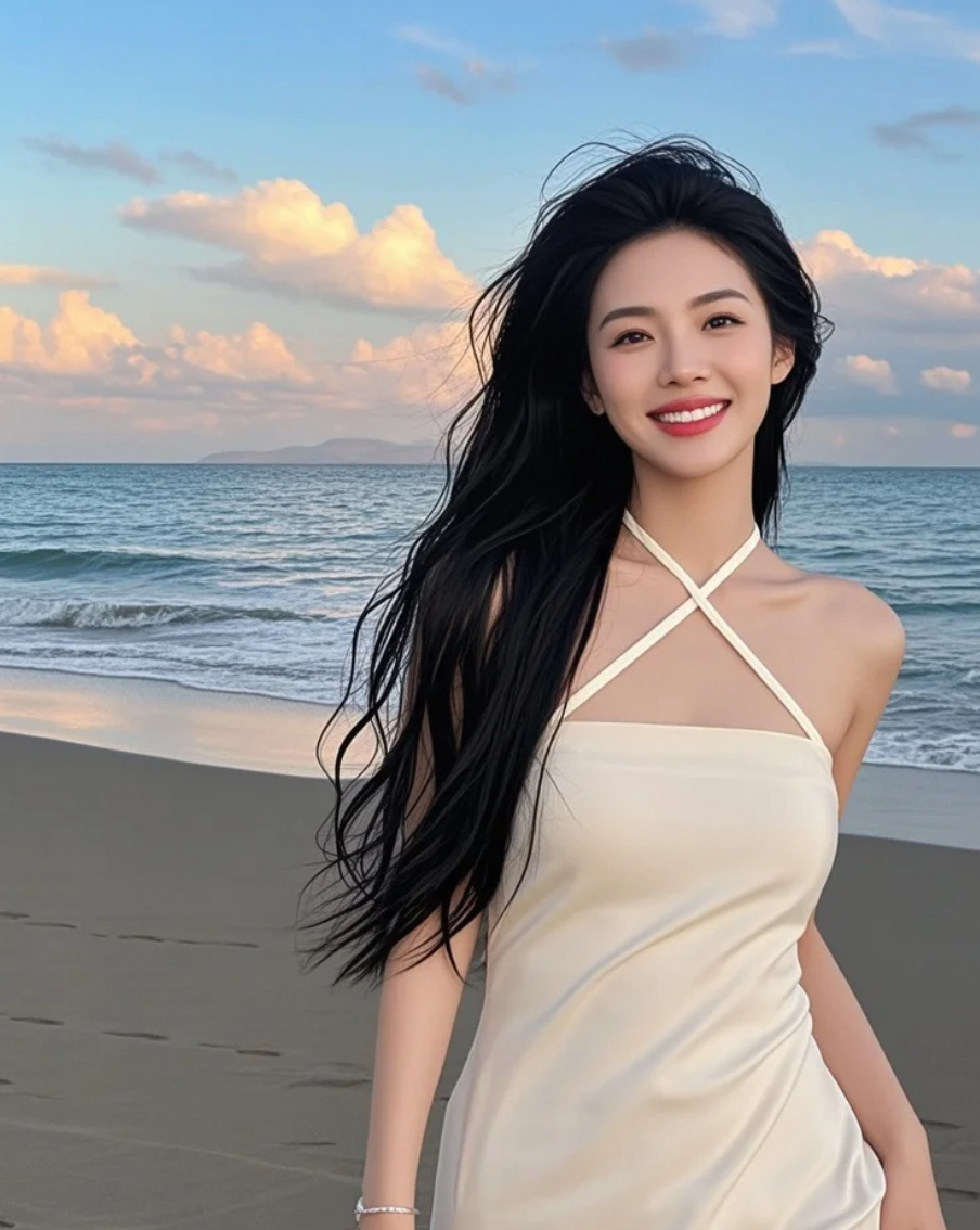 她是海的女儿，长发是海藻，白裙是浪花