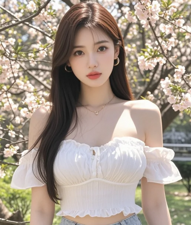春日限定美景：樱花树下的她