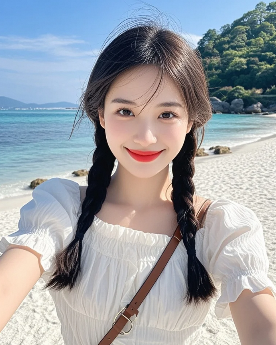 海天相接处，她静静伫立