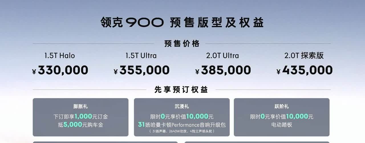 领克900这个价格段定得还行。

六座大SUV的供给要划分价格带：

2