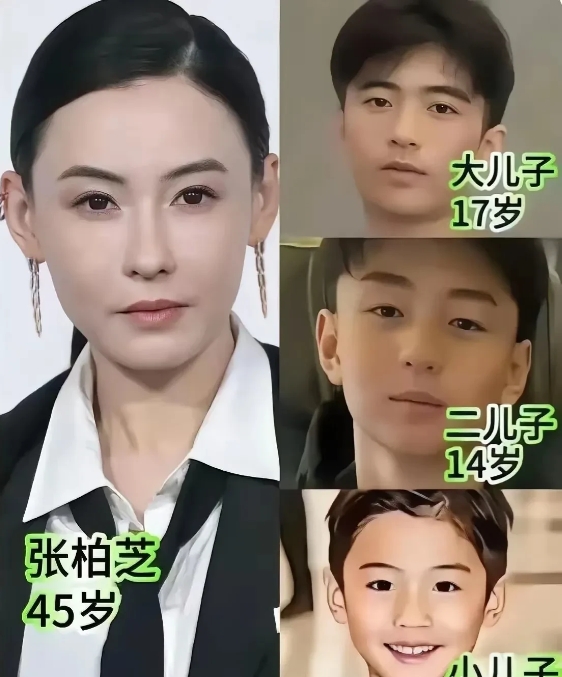 今年45的张柏芝真是妥妥的人生赢家啊，不说其他的，仅仅是有3个大儿子啊，就羡慕死