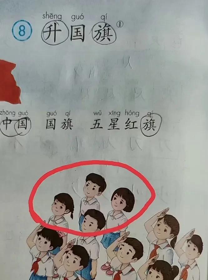总心里黑暗的人蛊惑人心，小学课本书是有一幅插图发到网上说一群小朋友向国旗敬礼，其