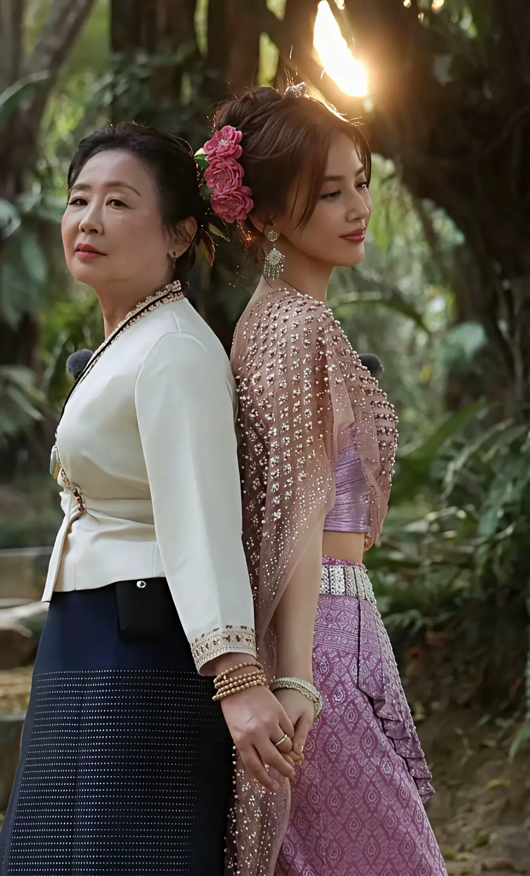 黄圣依和母亲一起在西双版纳拍摄节目
她的妈妈好像傅首尔呀
