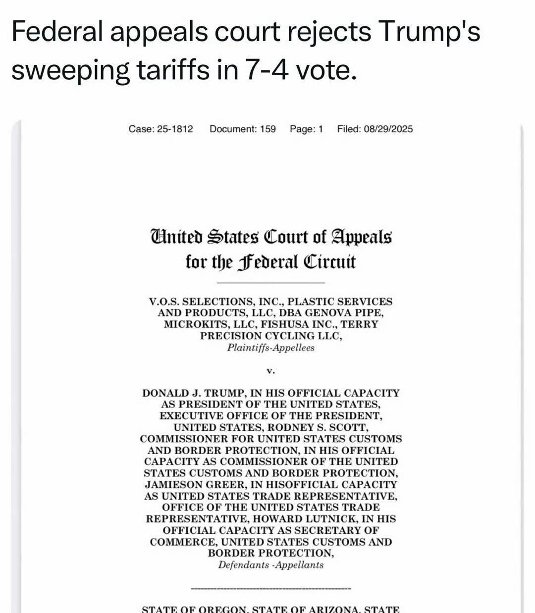 美国联邦上诉庭7:4通过裁决: 国际贸易庭的判决有效，Trump以“国家安全紧急