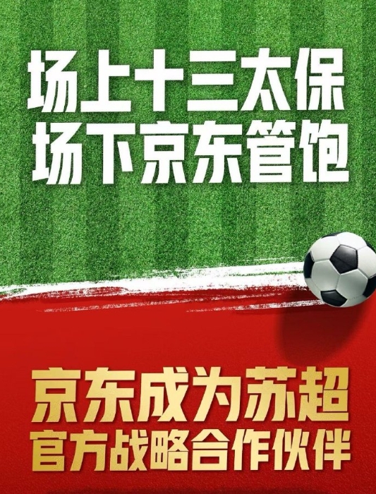 场上十三太保，场下京东管饱！京东官宣成为苏超官方战略合作伙伴，今后看苏超比赛的同