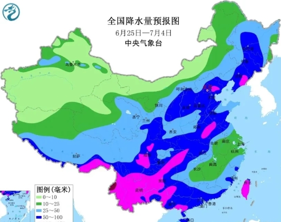 根据中央气象台发布的中期天气预报，预计未来10天我国雨带北抬 华北黄淮降水增多！