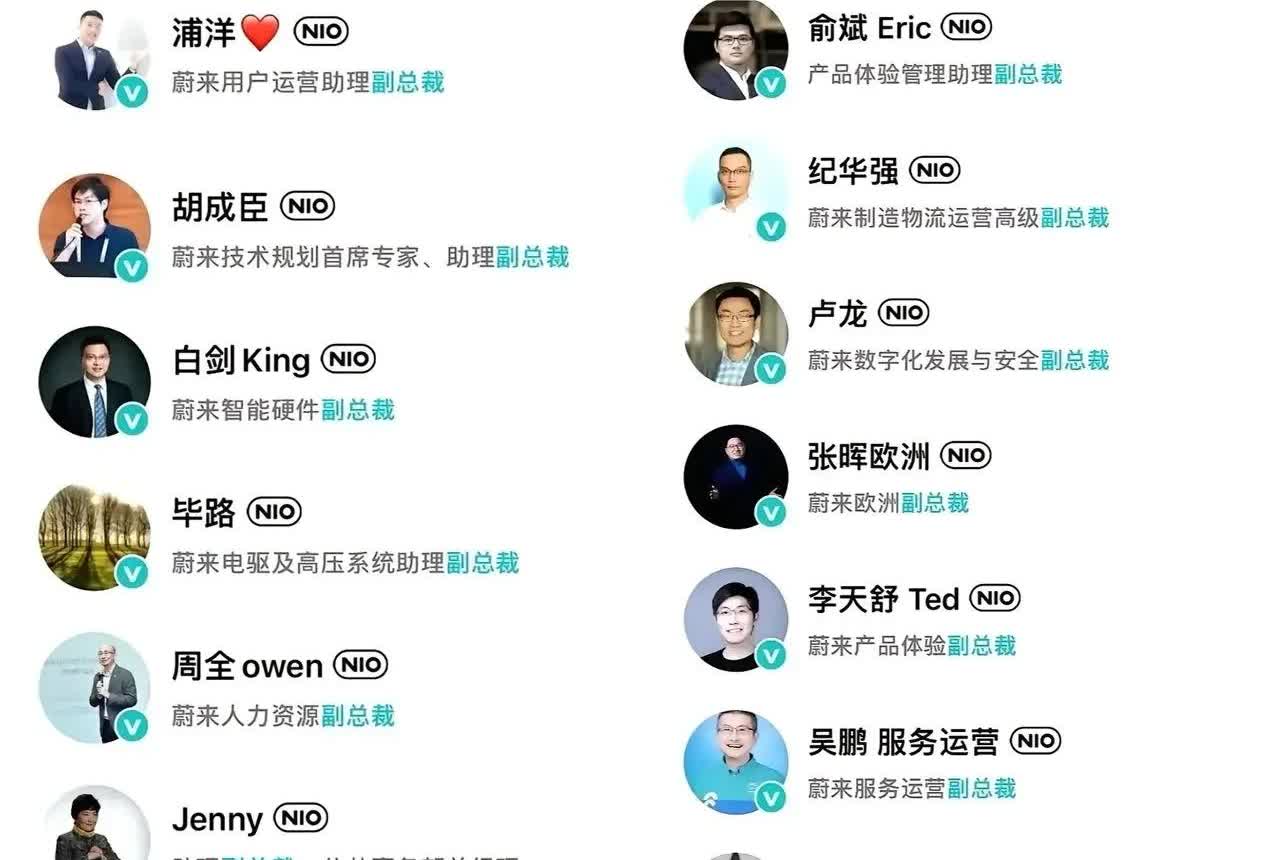 怪不得蔚来的业绩一直不好！
一个公司居然有十几个总裁，聚在一起开个会，光是点名