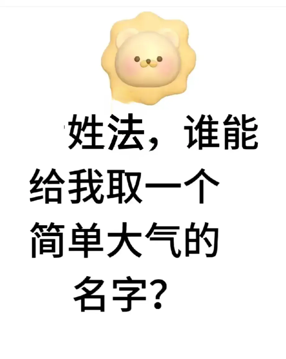 姓“法”谁能给取一个简单大气的名字？
