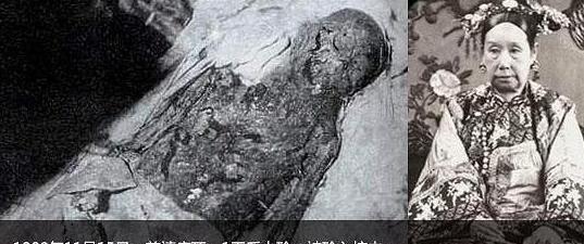 1928年，东陵盗案后，溥仪派载泽等人将慈禧重新安葬，当载泽等人进入地宫，被搭在