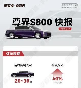 实在是太夸张了，国产超豪华轿车取得了历史性的突破！

尊界S800销售快报！