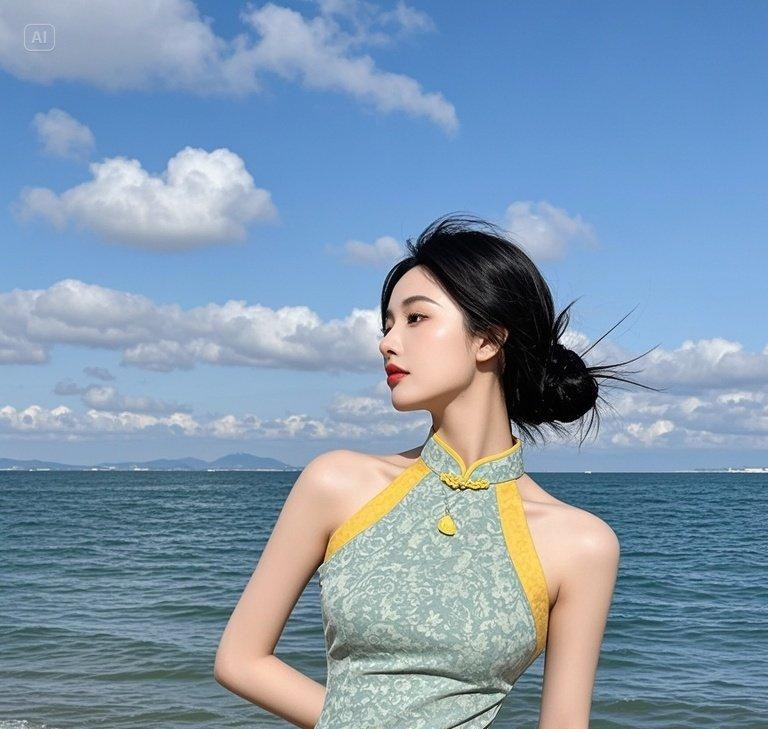 她走路的姿态，充满了无尽的魅力。