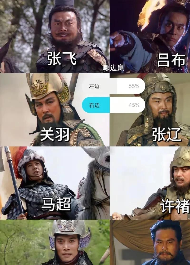 三国这两组， 关羽，张飞能擒 马中吕布吗 
张飞，吕布，20-30回合，张飞劣势