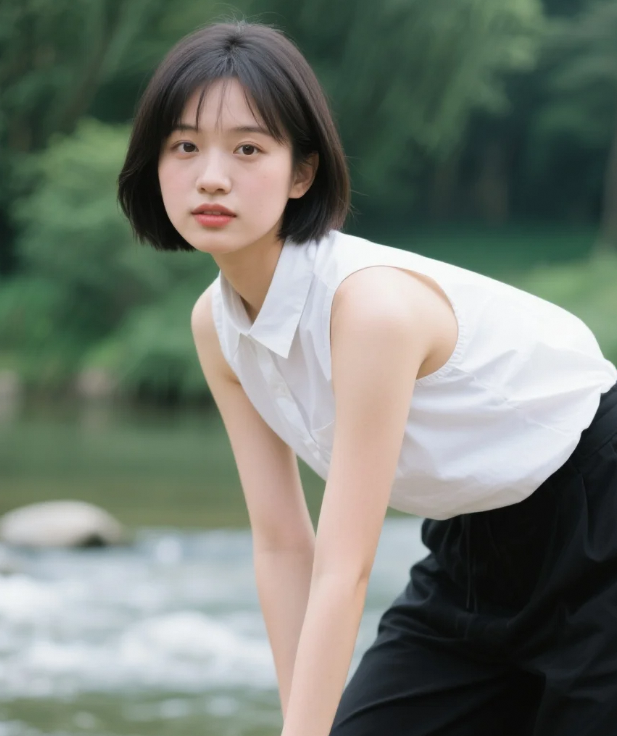 夏天 美人 西瓜 水边 惬意的生活 好向往