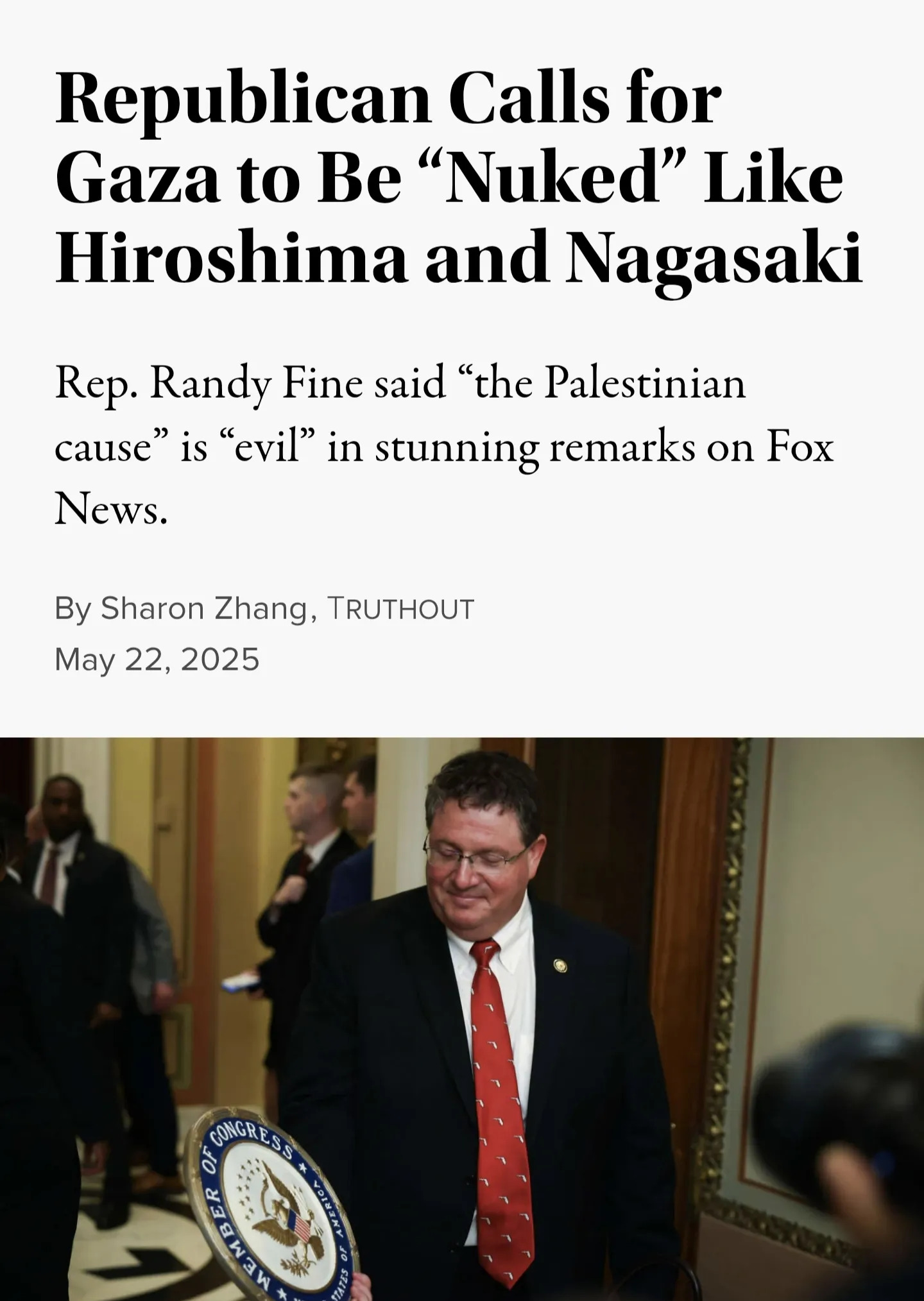美国议员叫嚣对加沙扔原子弹











---










